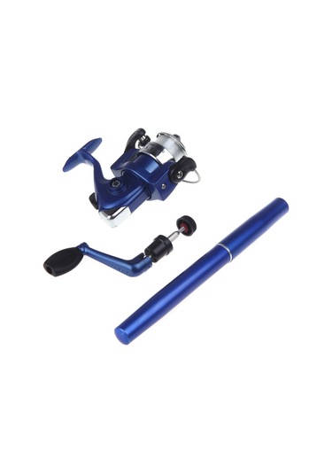 Folinda Mavi Minyatür Balıkçılık Seti - 20cm Kapalı 96.2cm Açık Cam Elyaf Kamış + Alüminyum Makara, 5.1:1 Hız Oranı, Cep Boyutunda Taşınabilir