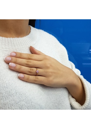 Lova Pırlantalı Oval Morganit Yüzük - 1020282