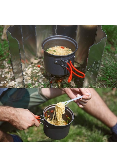 Naturehike 4ın1 Kamp Yemek Pişirme Seti Koyu Gri
