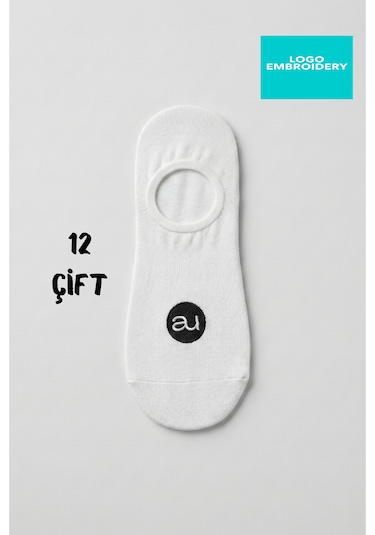 Allunique Penye Pamuk 12'li Beyaz Görünmez Sneaker Çorap Beyaz