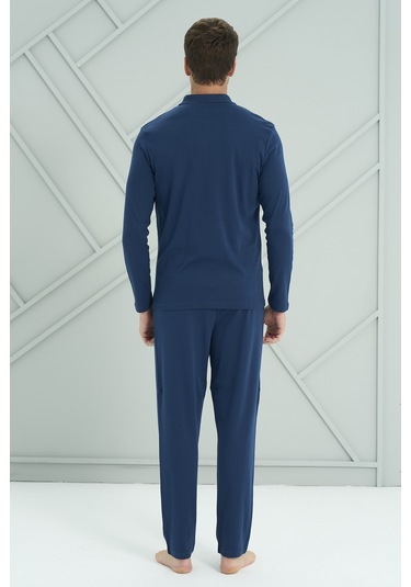 Erkek Interlok Penye Uzun Kol Pijama Takımı 2206 Açık Lacivert Açık Lacivert