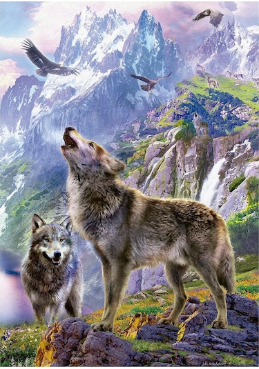 Educa 500 Parça Kayalardaki Kurtlar Puzzle - 19548 - Wolves In The Rocks