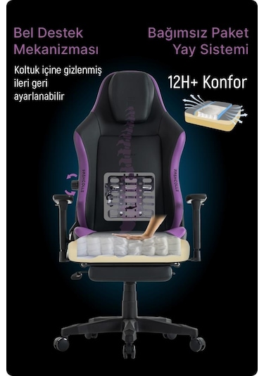 Fashcolle Globe Pro Purble Oyuncu Koltuğu Siyah - Mor