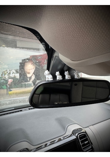 4 Parça Sevimli Kedi Ailesi Dikiz Aynası Süsü - Kedi Ayna Süsü Araba Süsü Torpido Süsü Oto Aksesuar