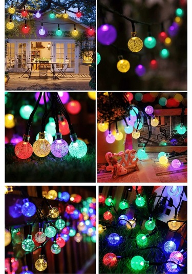 Technosmart 30 Ledli 8 Modlu Solar Kristal Top Rgb Işık Bahçe Aydınlatma Dekorasyon Güneş Enerji