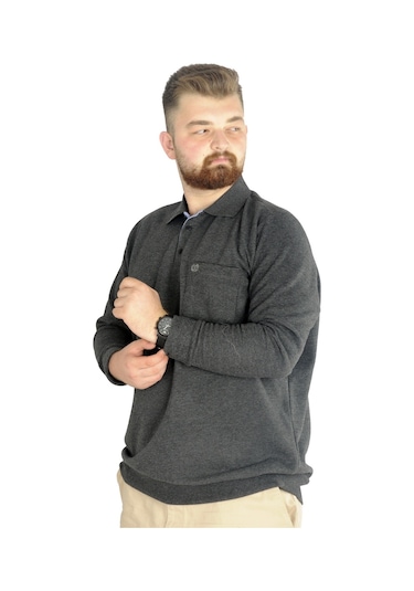 Mode Xl Erkek Sweat Polo Cepli Selanik Basic 20441 Antramelanj 001