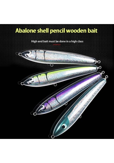 120g 22 Cm Yüzen Su Ahşap El Yapımı Büyük Kalem Derin Deniz Tekne Balıkçılık Dalga Yalan Ton Balığı Yemi Sarı-yeşil Lazer