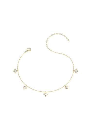 İndigo Takı Sıralı Tek Taş Altın Kaplama Gümüş Halhal Çok Renkli