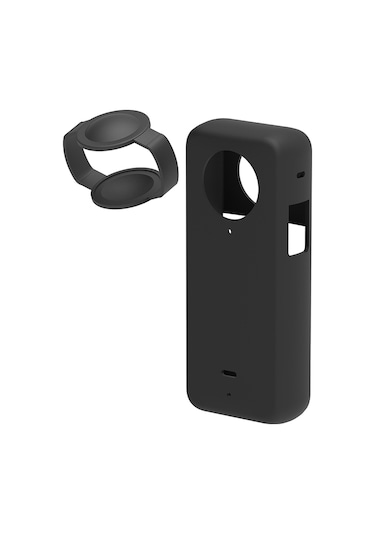 Insta360 X3 Puluz Lens Kapaklı Silikon Koruyucu Kılıf İçin Siyah