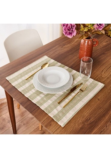 Evidea Soft Freya 2'li Amerikan Servis - Yeşil / Ekru - 35x50 Cm Yeşil / Ekru Yeşil - Ekru