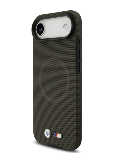 İphone 17 Air Uyumlu Kılıf Bmw Lisanslı M-safeli Metal Logolu Delikli M Dizayn Deri Kapak Füme Füme