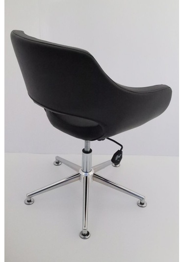 Siyah Deri Tekerleksiz Öğrenci Ders Çalışma Sandalyesi