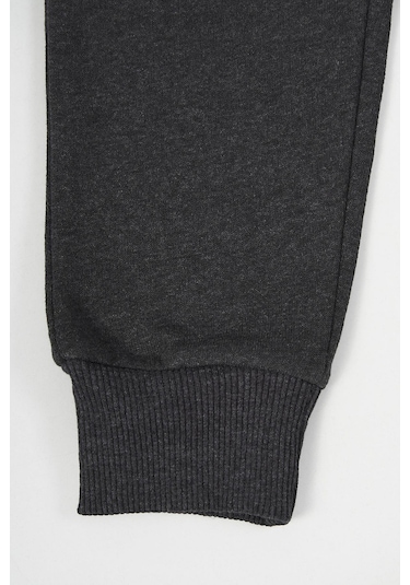 Mmetalic Siyah-antrasit Kalın Pamuklu Beli Ve Paçası Lastikli Cepli 2'li Kız Çocuk Eşofman Altı 001