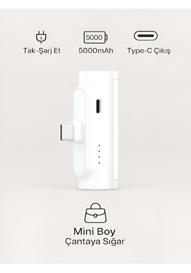 Çelikwork PWQ93 5000 Mah Elektronik Taşınabilir Batarya Powerbank Beyaz