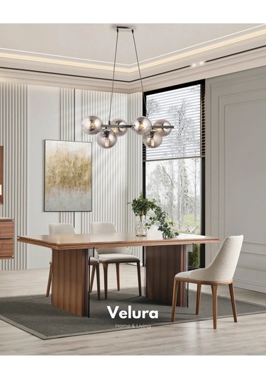 Elara Yemek Odası Takımı Yemek Masası + 4 Adet Sandalye Kahverengi