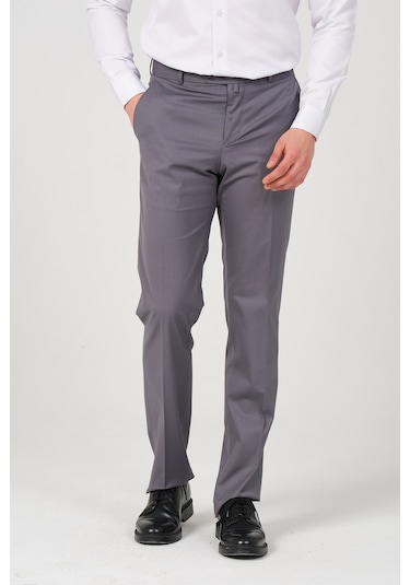 Erkek Regular Fit Kumaş Pantolon Gri