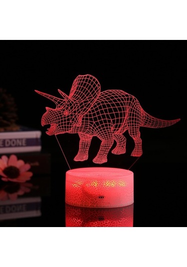 Novahub 3d Dinozor Led Gece Lambası İllüzyon Lambası Renk Değiştiren Işıklar Başucu Masası Masa Lambası Dokunmatik Ve Uzaktan Kumandalı Çocuklar İçin Ev Dekorasyonu, Renkli Dokunuşlu Diğer