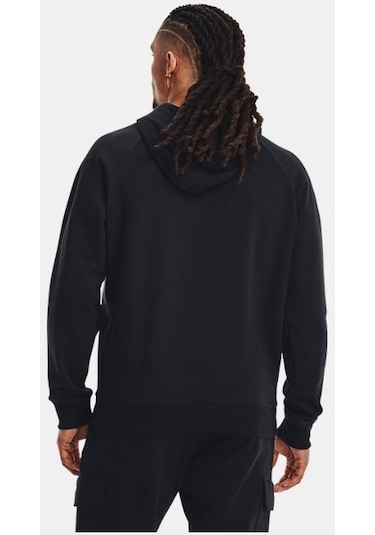 Erkek UA Rival Fleece Kapüşonlu Üst 1379757-001 Siyah - Beyaz