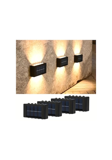 Xuweiwei 8 Adet Beyaz Işık 10 Led Güneş Duvar Lambası Dış Mekan Aydınlatma Dekoratif Bahçe Avlu Teras Beyaz Işık