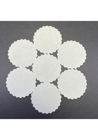 500 Adet Tek Kullanımlık Beyaz Desenli Kağıt Bardak Altlığı 80 Mm Beyaz