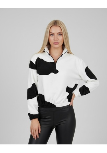 Tuba Toptaş Polar Crop Sweat Beyaz
