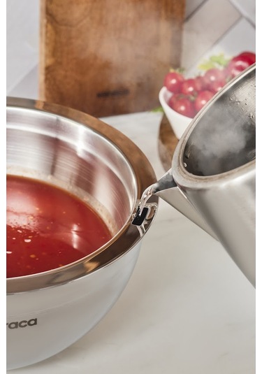 Karaca Mutfaksever Ice Hot Bowl Çift Cidarlı Ve Su Hazneli Çelik Servis Kasesi 20 Cm Gümüş