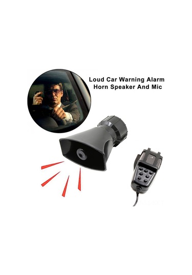Kangvka 12v 100w 7 Ton Sesli 110db Güçlü Uyarı Hoparlörü - Plastik Siyah, Mikrofonlu, Araçlar İçin Dayanıklı Alarm