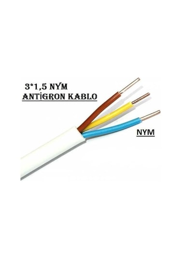 3X1.5 Nym Antigron Topraklı Kablo Tam Bakır 100 Metre