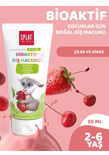 Splat Kids Wild Çilek-Kiraz Aromalı 2-6 Yaş Doğal Diş Macunu 50 ML