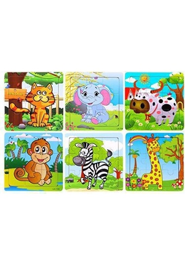 Eğitici Ahşap Oyuncak Puzzle Er263 Desenlı Hayvan Figürlü