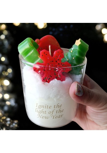 Yılbaşı Konseptli Bardak Mum Eskitme
