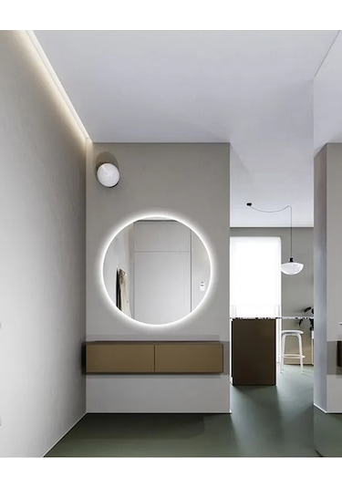 Fawdecor Led Işıklı Yuvarlak Dekoratif Duvar Aynası 50x50 Beyaz