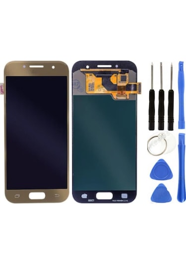 Te Samsung Uyumlu A7 2017 A720f Uyumlu Lcd Ekran Gold + Tamir Seti