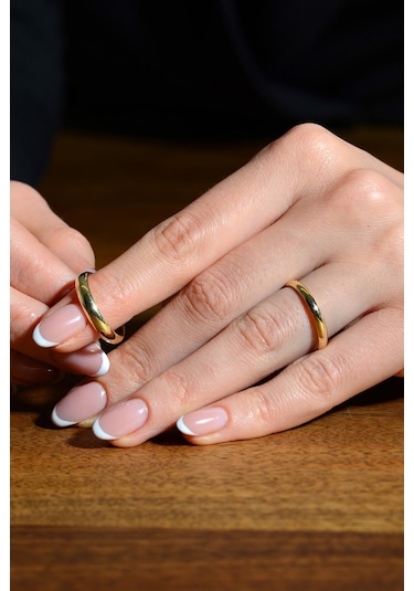 4Mm Bombeli Altın Kaplama Gümüş Alyans Çifti Tektaş Hediye Wr87