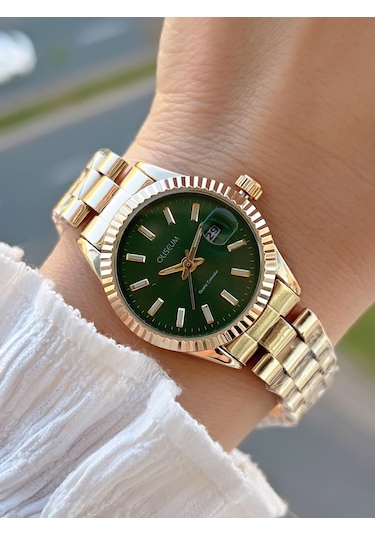 Coliseum Çelik Kordon Takvimli Kadran Özel Tasarım Vintage Seri Kadın Kol Saati+bileklik Ps.8341.m5 Sarı