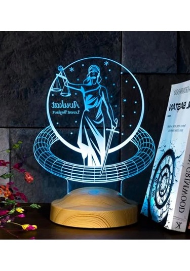 Özel Avukat Hediyesi 3d Led Lamba, Adalet Sembolü Temalı .