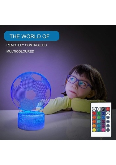 Szypzstore 3d Futbol Şekilli Masa Işıkları, Renkler Uzaktan Kumandalı Gece 3d Lamba 1pc Kontrol Işığı 16 Led Işık Dış Mekan Led Noel Ağaçları 6nyv79 Renkli