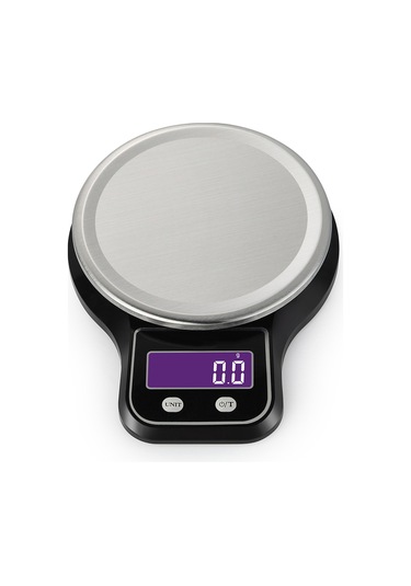 Monyee Ev Mutfak Dijital Terazi, Paslanmaz Çelik Tabla, Lcd Ekran, 5kg/1g Hassasiyet, Tare Fonksiyonu, Siyah Pil Dahil Değil Siyah