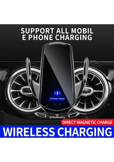 Vıkefon 15w Araba Manyetik Kablosuz Şarj Otomatik Araç Montaj Telefon Tutucu Black Siyah