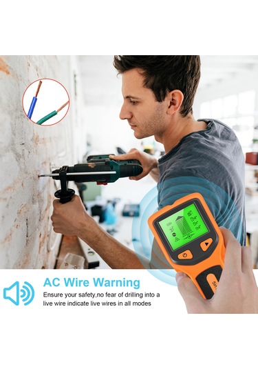 Tenfowee Ahşap, Metal Ve Ac Akımı Tespit Edici - 5 Fonksiyonlu Duvar Tarayıcı, Lcd Ekranlı Otomatik Kalibrasyonlu Turuncu Turuncu