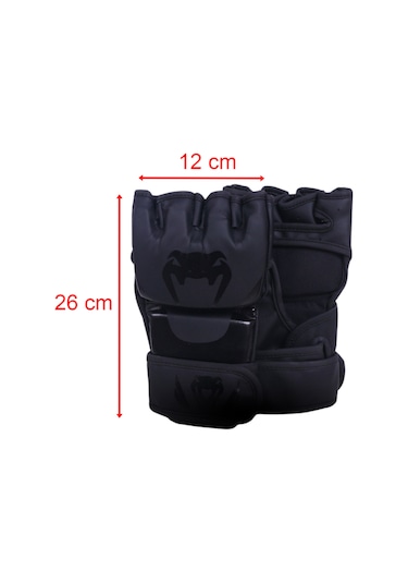 Mma Eldiven Dövüş Eğitim Eldiveni Açık Avuç İçi Boks Eldiveni Bey Siyah