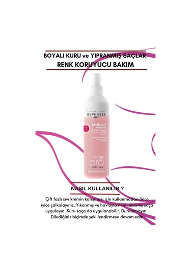 Byphasse Boyalı ve Kuru Saçlara Özel Çift Fazlı Renk Koyucu Vegan Sıvı Saç Kremi 400 ML