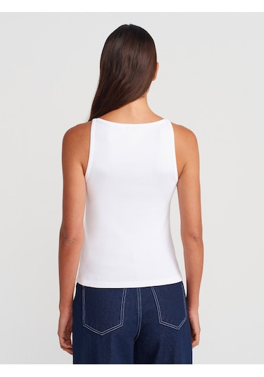 Dilvin 21048 Halter Yaka Top-beyaz Beyaz
