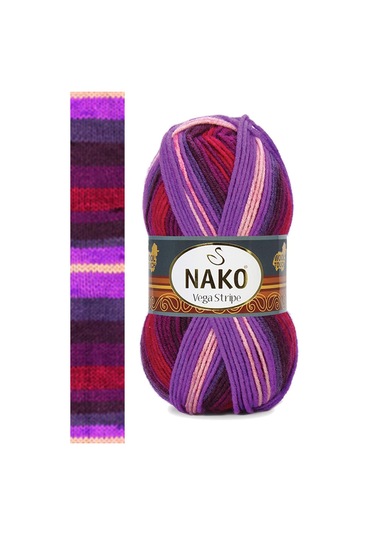 5 Adet Vega Stripe Premium Akrilik El Örgü İpi Yünü No: 82412 RYL-NWNKVS82412-5