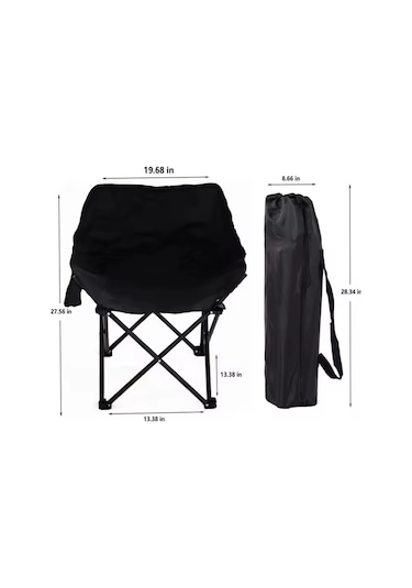 Siyah Orta Boy Katlanır Kamp Piknik Sandalyesi Rejisör Ve Taşıma Siyah