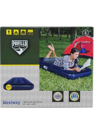 Bestway Tek Kişilik Tek Katlı Şişme Yatak,şişme Yastık Ve Pompa 185x76cm Full Set 67000 Lacivert