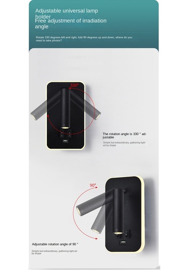 Ayarlanabilir Duvar Lambası Başucu Çalışma Odası Okuma Aplik Lambası Beyaz Beyaz