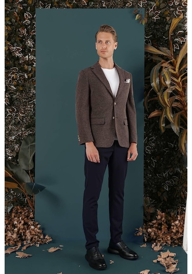 C 653 Slim Fit Kahve Spor Ceket Kahverengi