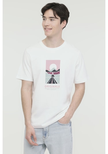 Jack &amp Jones Jorlafayette Tee Ss Crew Beyaz Erkek Kısa Kol T-shirt 000000000101961709