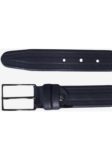 AC&Co / Altınyıldız Classics Erkek Siyah-lacivert Özel Ahşap Kutulu 2'li Casual Kemer Set Damat Bohçası Lacivert - Siyah